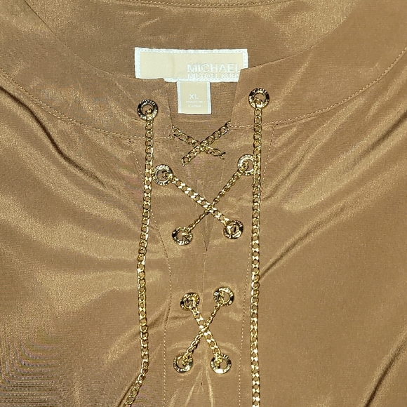 Michael Kors Tan Lace-Up Dress Sz: XL - Picture 7 of 8